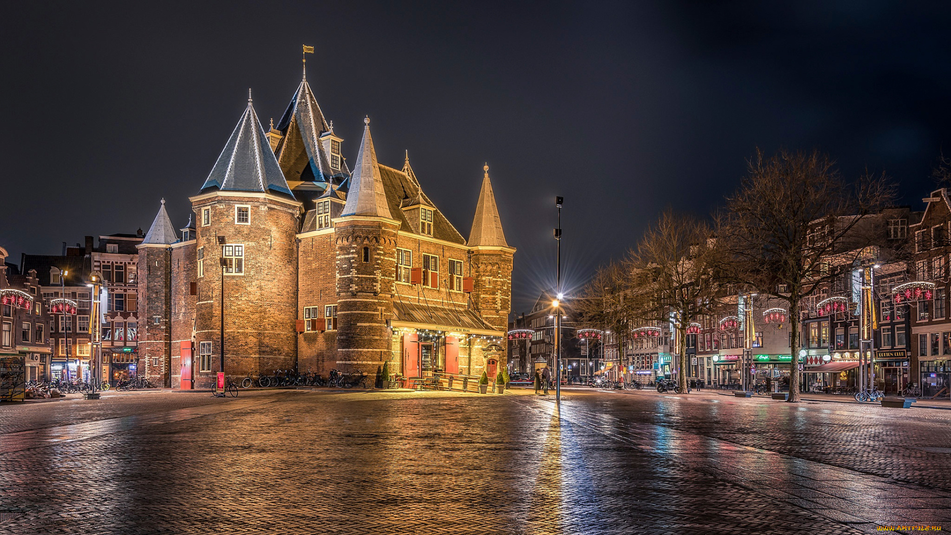 города, амстердам, , нидерланды, велосипеды, башни, крепость
