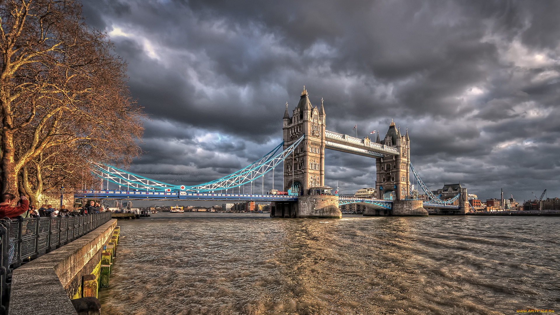 river, thames, and, tower, bridge, города, лондон, , великобритания, набережная, мост, река