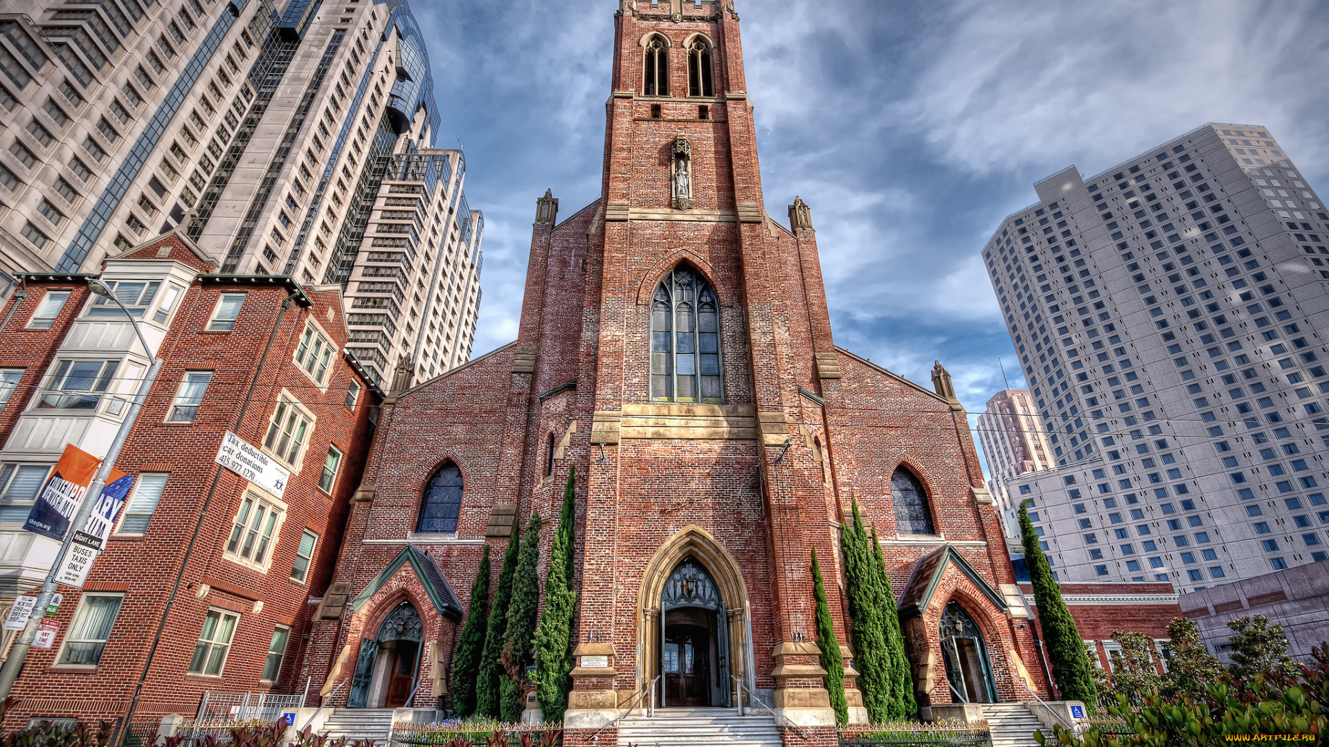 st, , patrick`s, catholic, church, , san, francisco, города, сан-франциско, , сша, храм, площадь