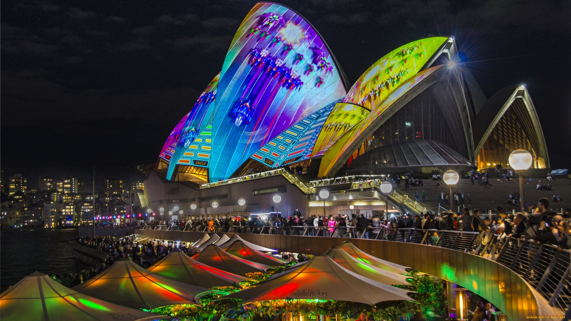 sydney, opera, house, города, сидней, , австралия, ночь, опера, здание, площадь