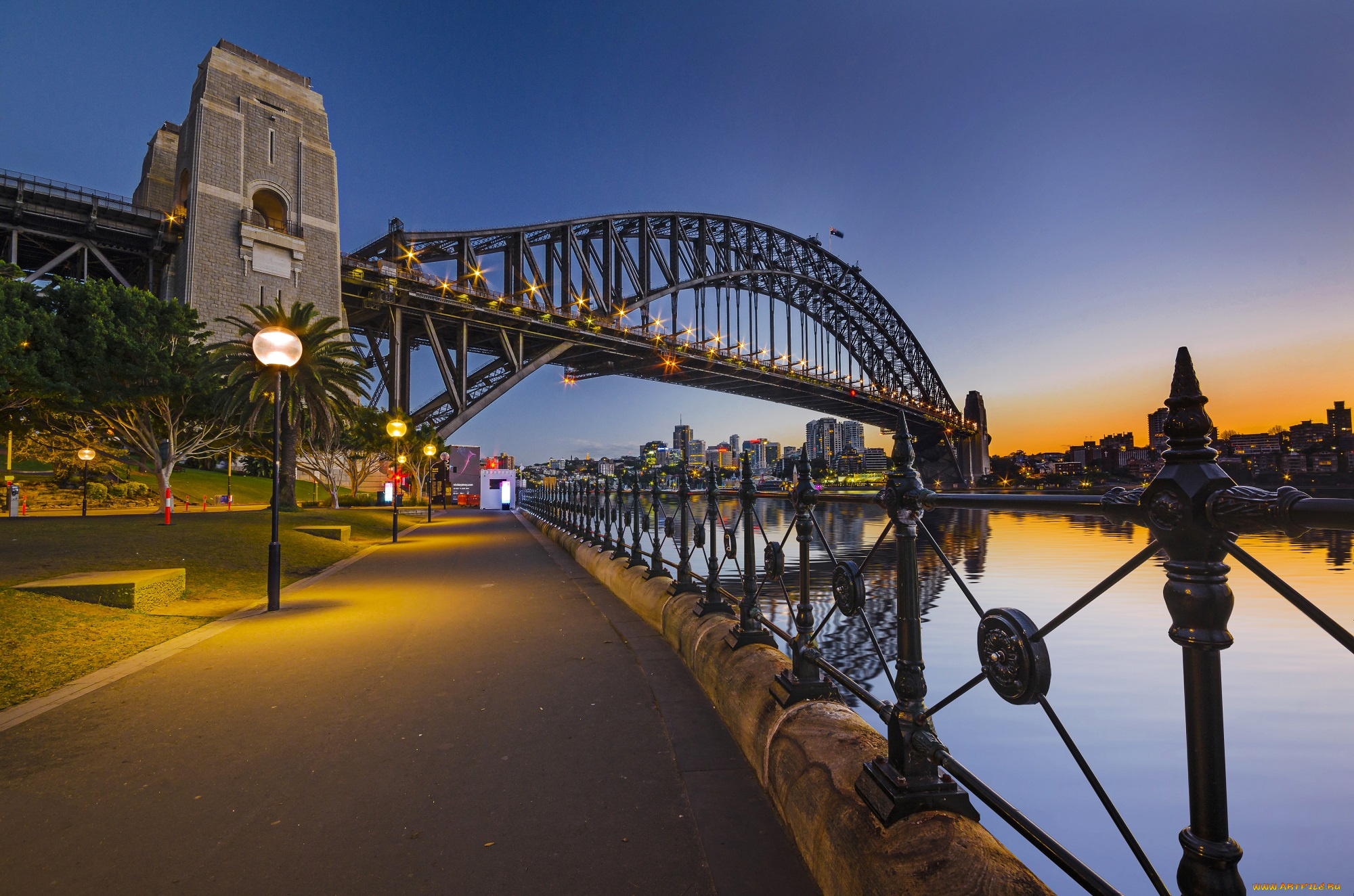 sydney, harbour, bridge, города, сидней, , австралия, набережная, мост, рассвет