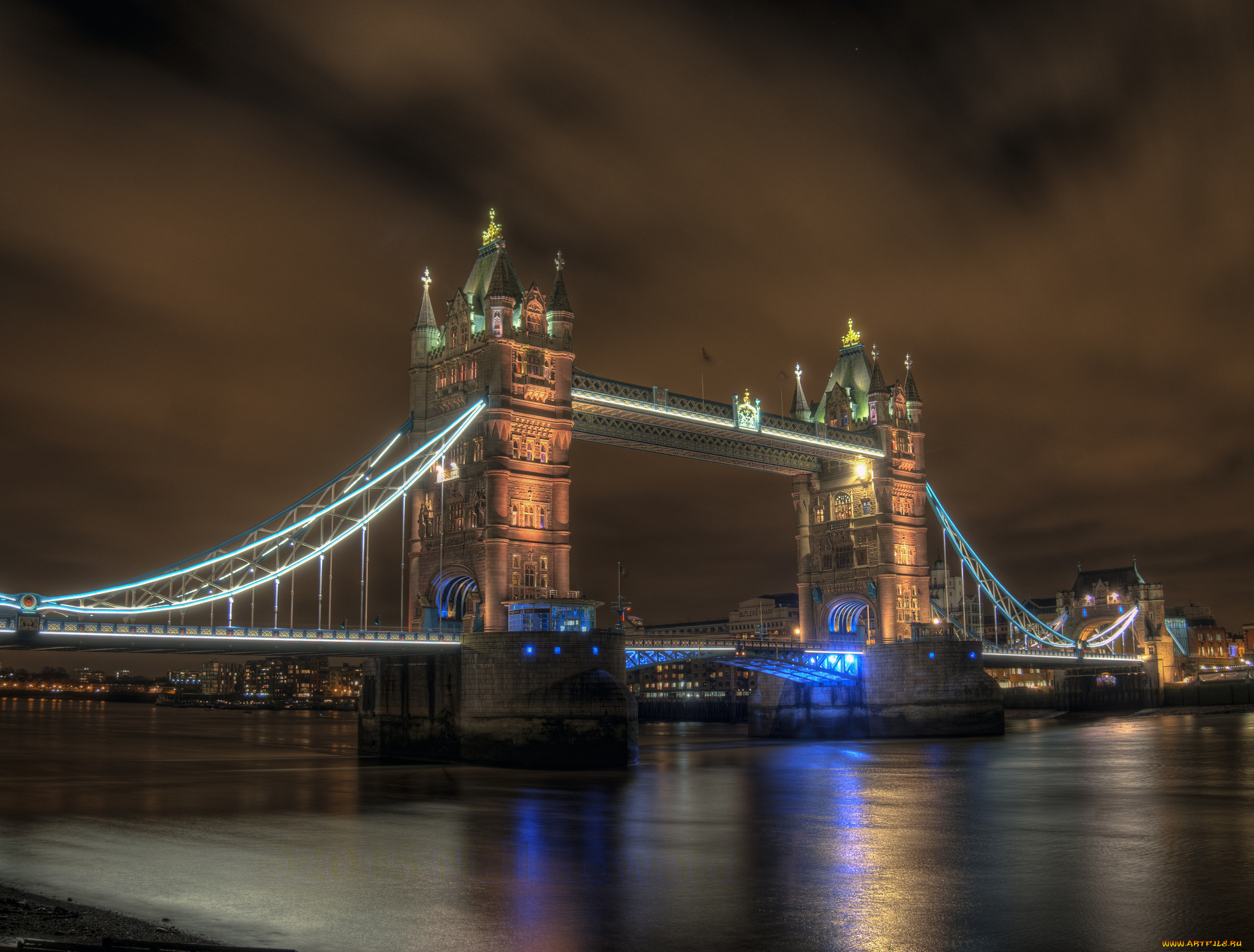 tower, bridge, города, лондон, , великобритания, мост, река, ночь