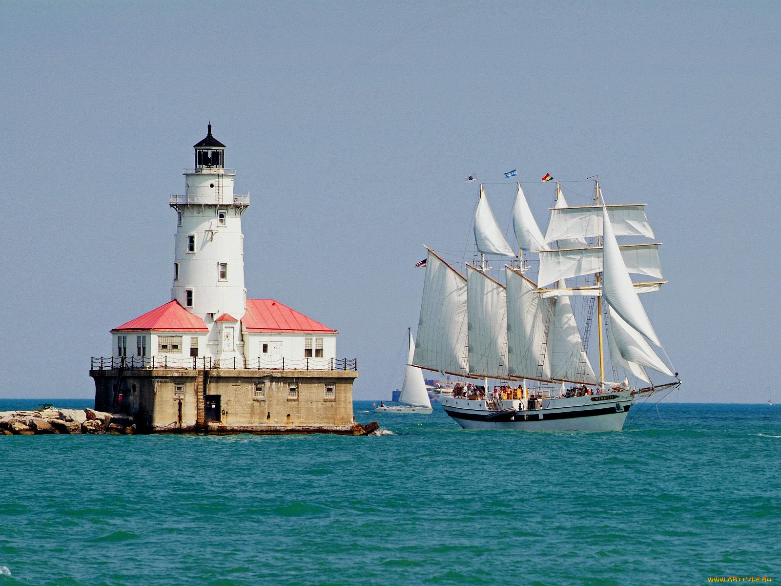 tall, ship, windy, sails, past, the, chicago, harbour, lighthouse, illinois, корабли, парусники