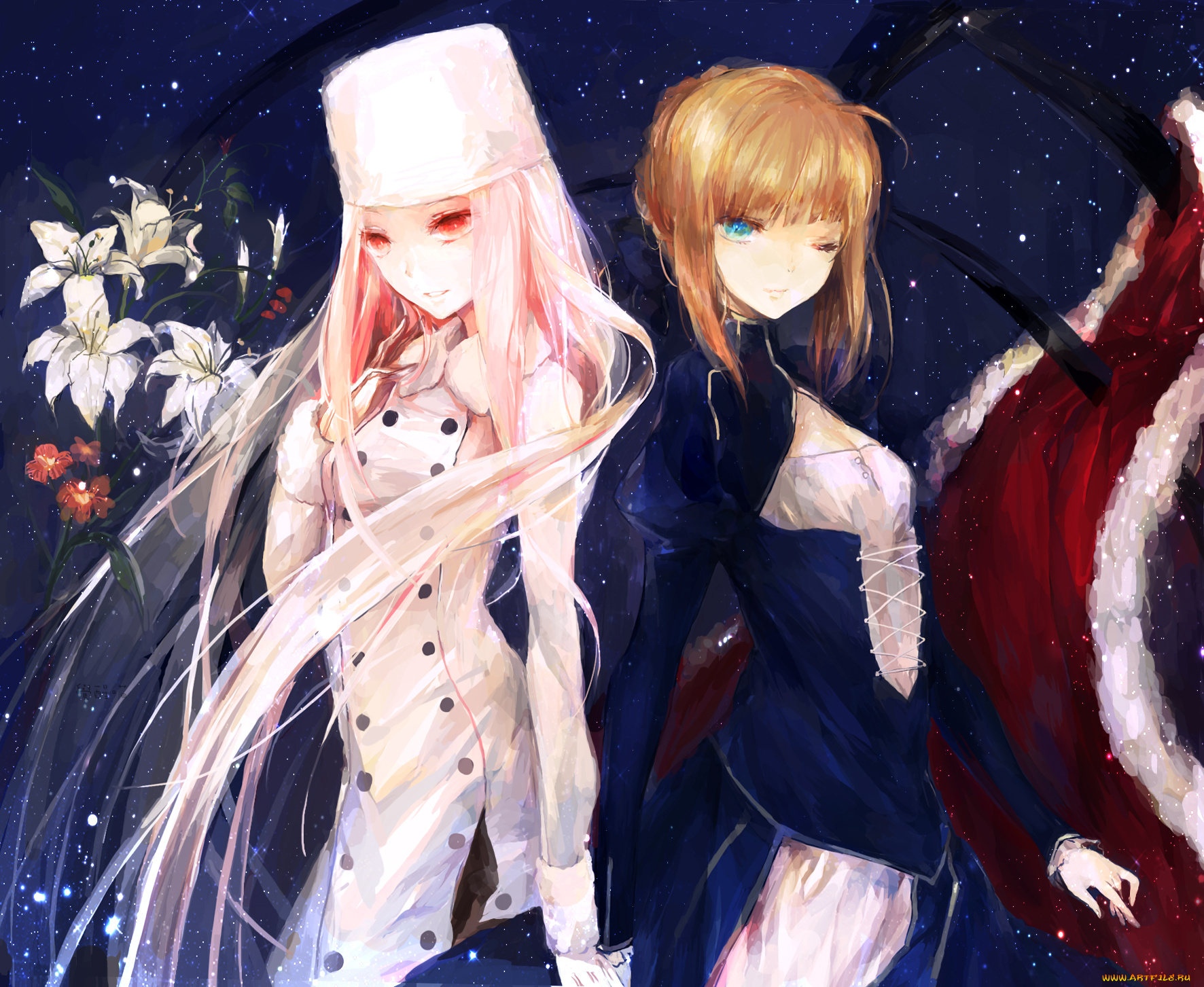 аниме, fate, zero, irisviel, saber, fatezero