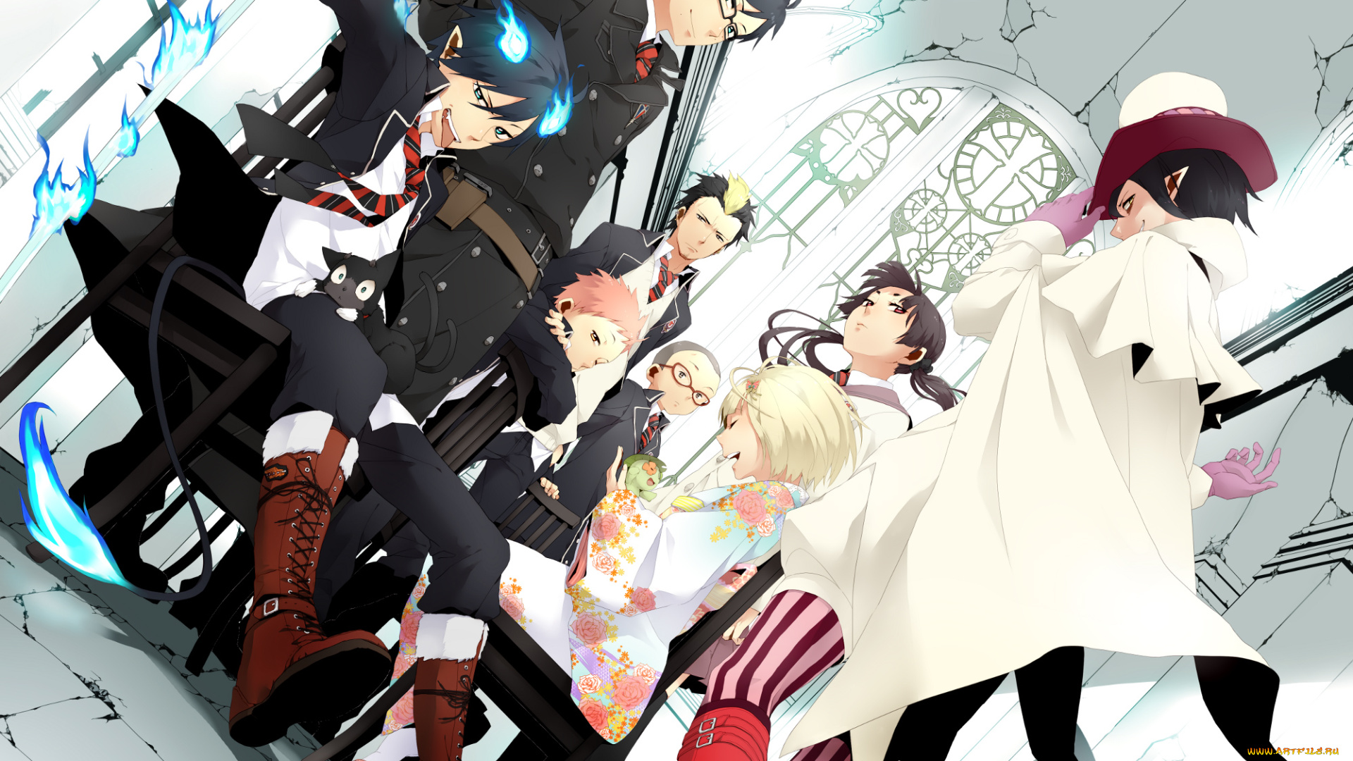 аниме, ao, no, exorcist, kuro, mephisto, rin, yukio, shiemi, shima, kamiki, suguro, miwa