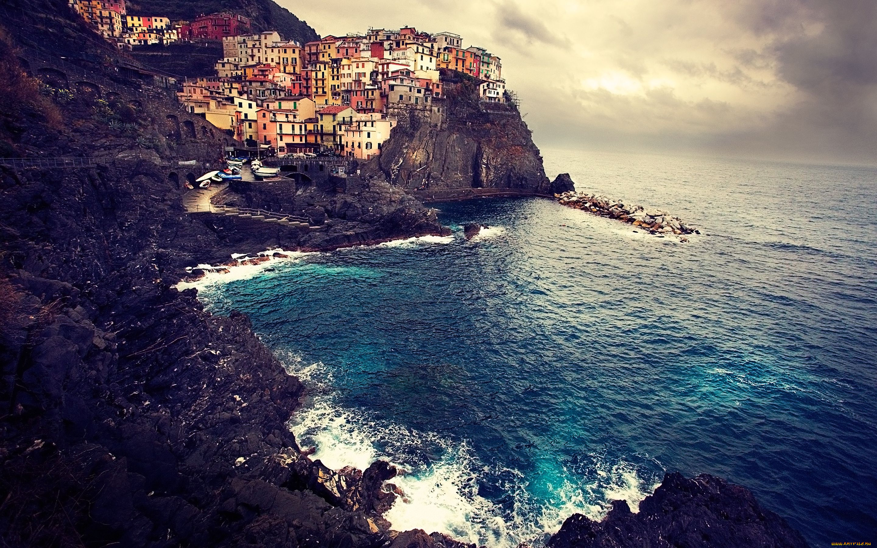 manarola, italy, города, амальфийское, лигурийское, побережье, италия, скалы, здания, море