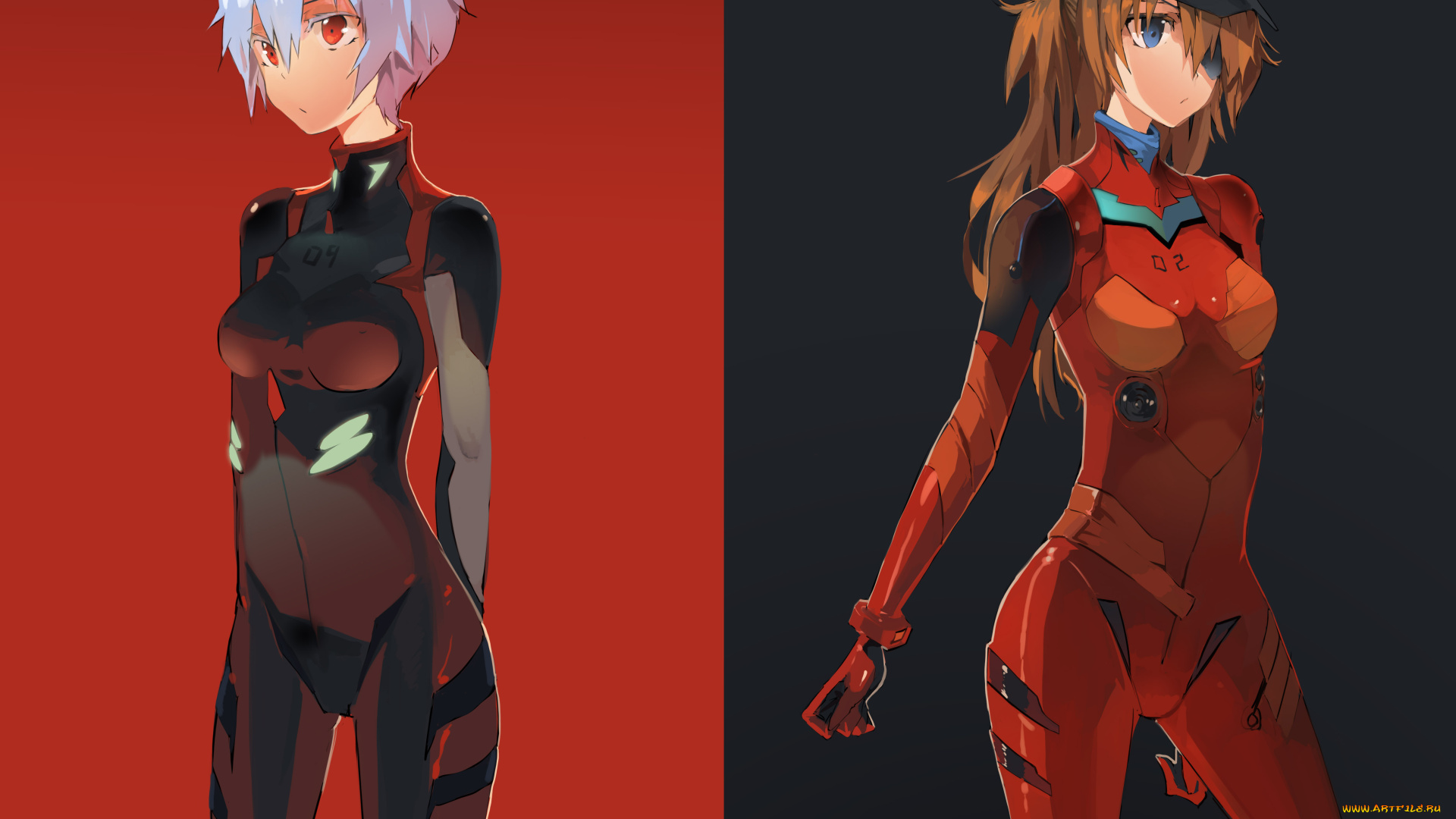 аниме, evangelion, neon, genesis, ayanami, rei, asuka, langley