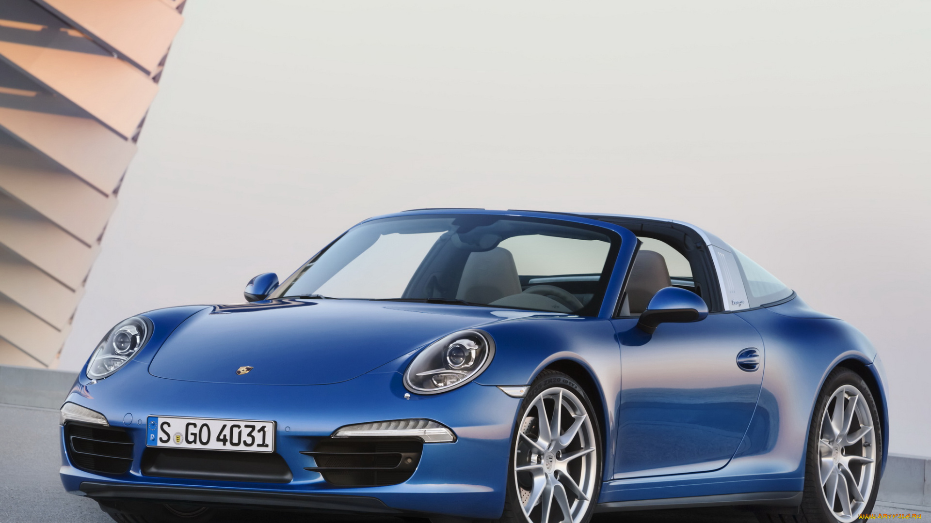 автомобили, porsche, 911, targa, 4, 991, 2014, синий