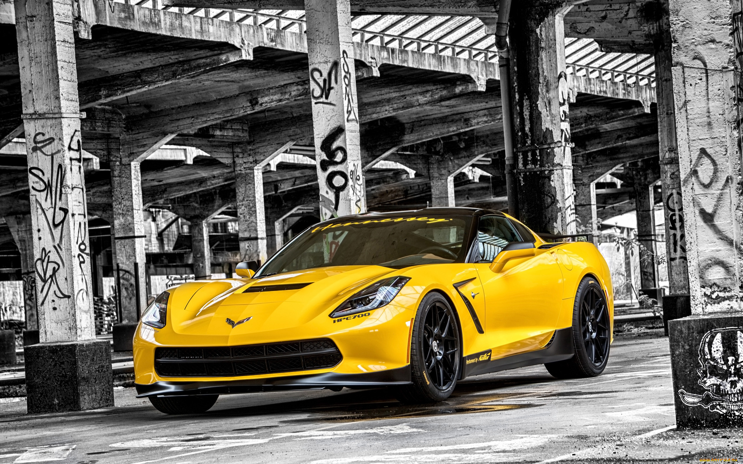 автомобили, corvette, 2015г, chevrolet, performance, c7, hpe700, stingray, ruffer, желтый