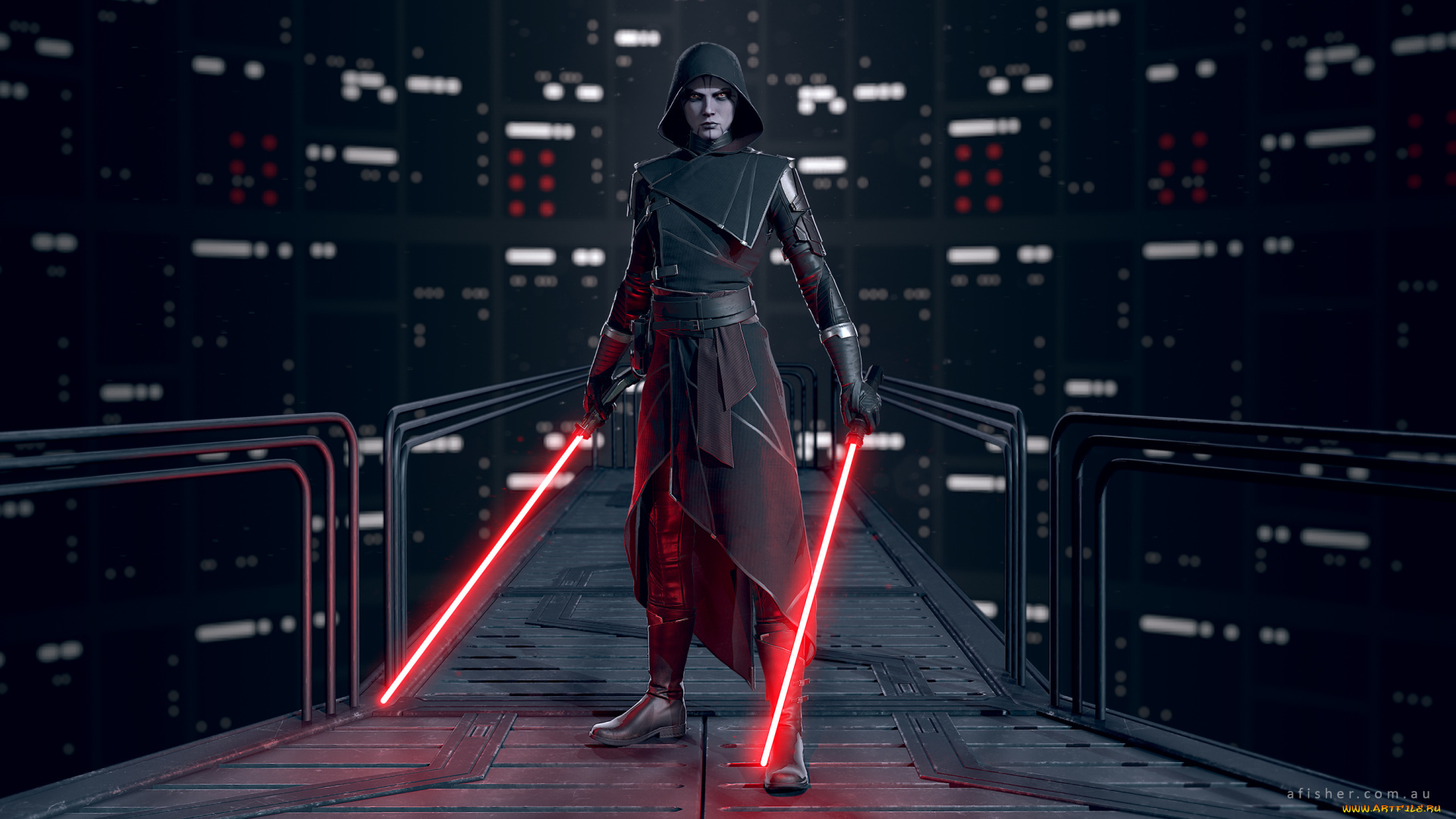 фэнтези, _star, wars, асажж, вентресс, star, wars, sith, ситх, lightsaber, render, рендеринг, asajj, ventress, звездные, войны, by, adam-fisher, стойка, поза, световой, меч