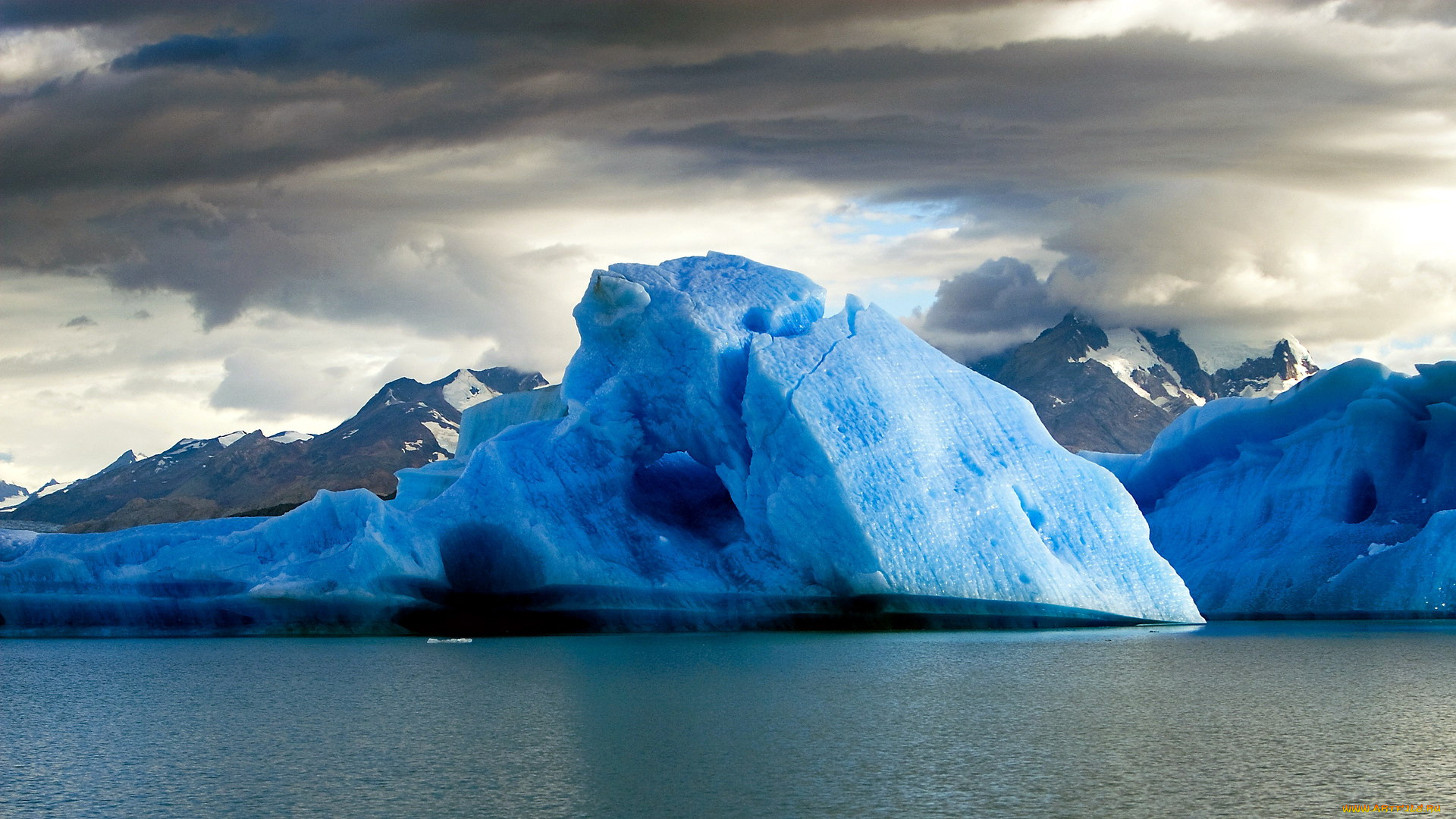 природа, айсберги, и, ледники, гора, ледяная
