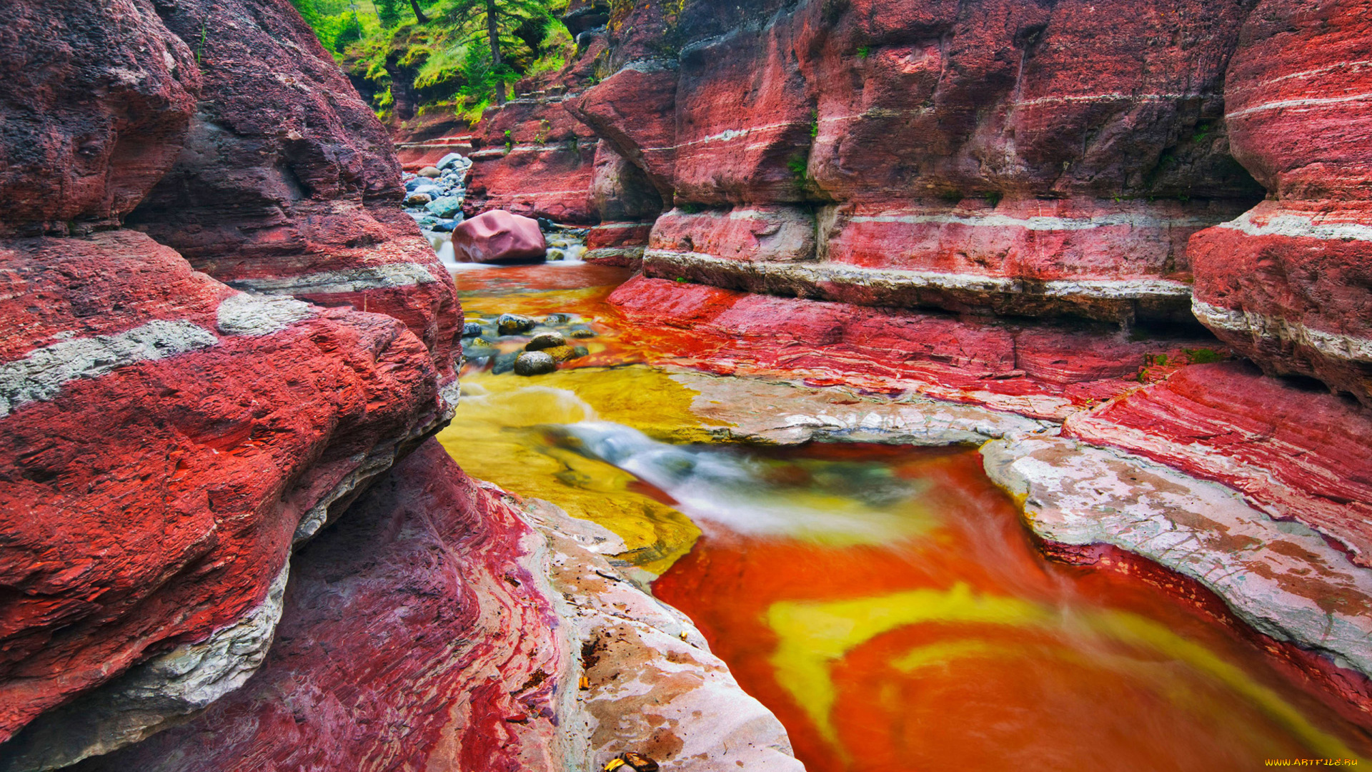 природа, реки, озера, краски, вода, камни, каньон, река