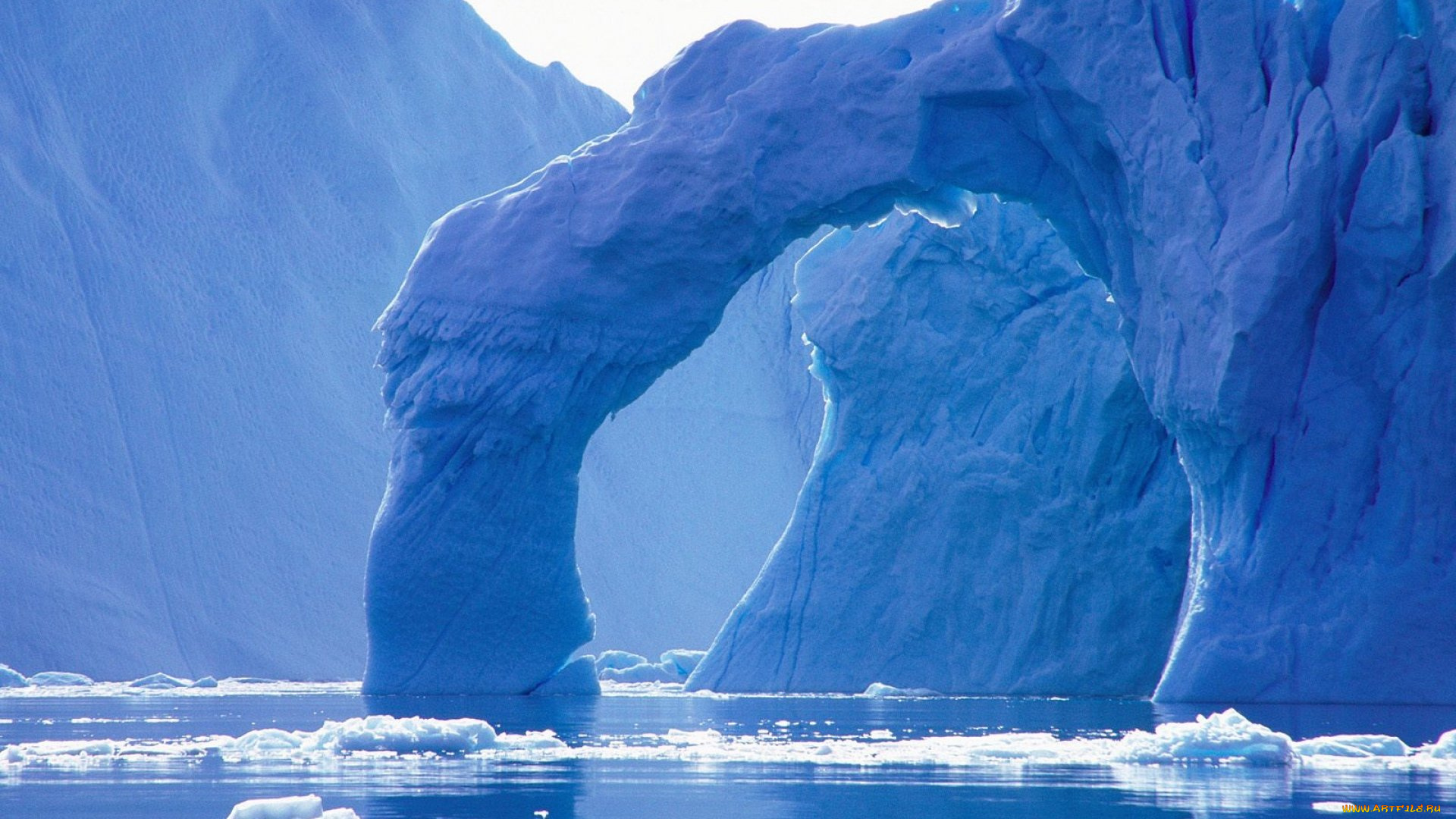 природа, айсберги, и, ледники, айсберги, лед, арка, море