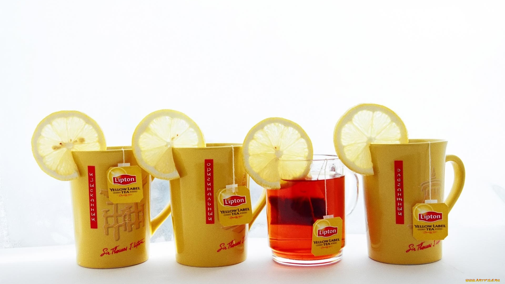 бренды, lipton, лимон, кружки, чай