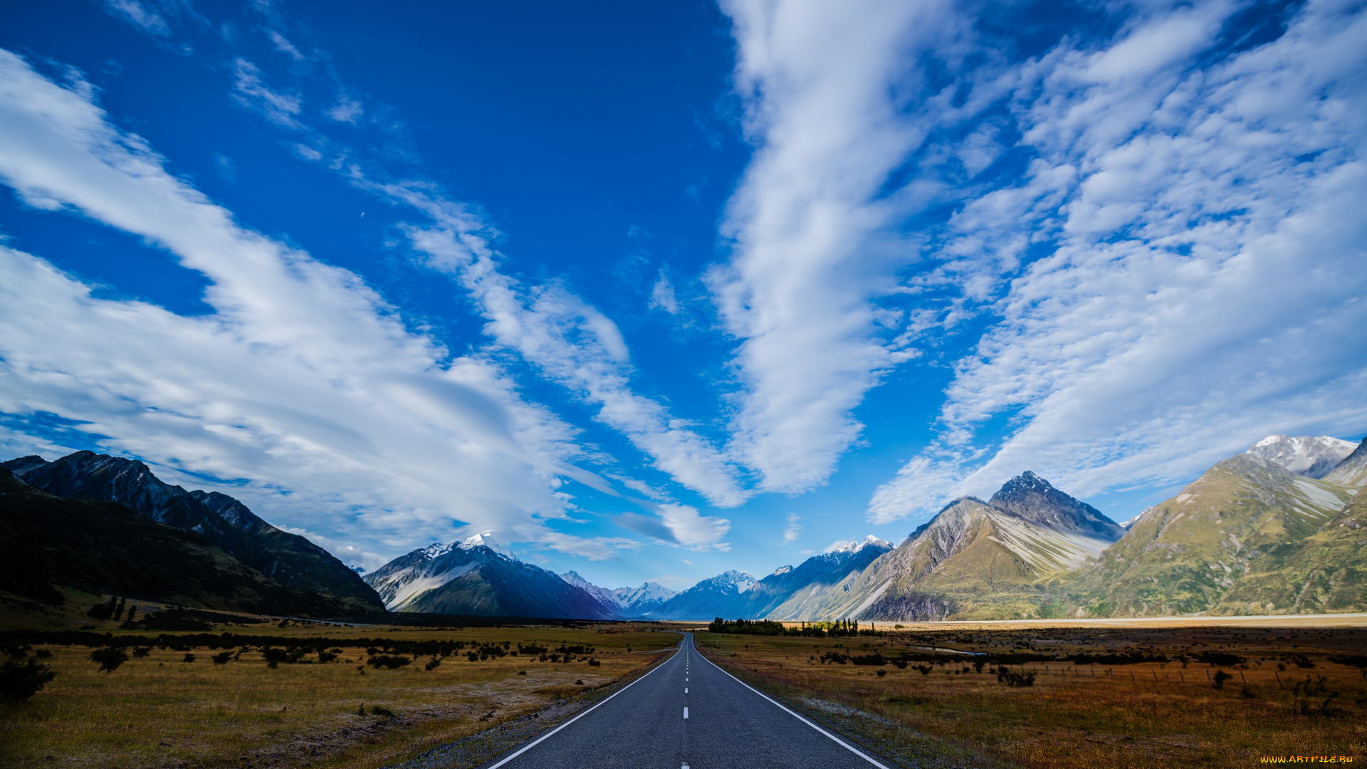 природа, дороги, новая, зеландия, road