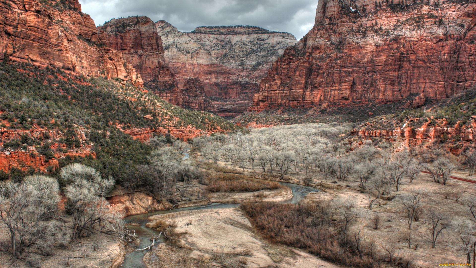 zion, national, park, usa, utah, virgin, river, природа, горы, река