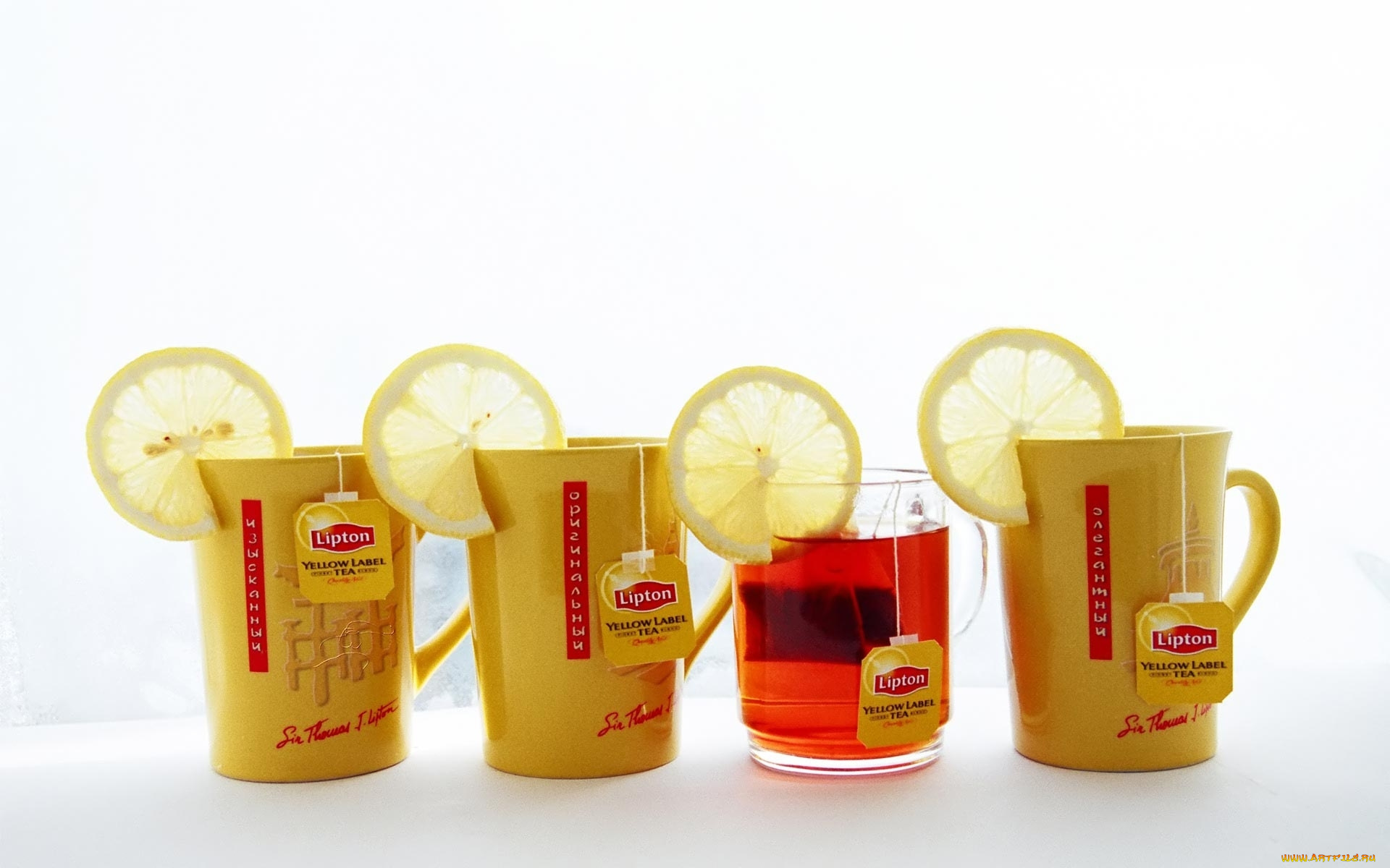 бренды, lipton, лимон, кружки, чай