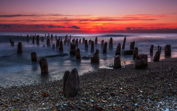 Картинка пейзаж природа восходы закаты опоры море закат