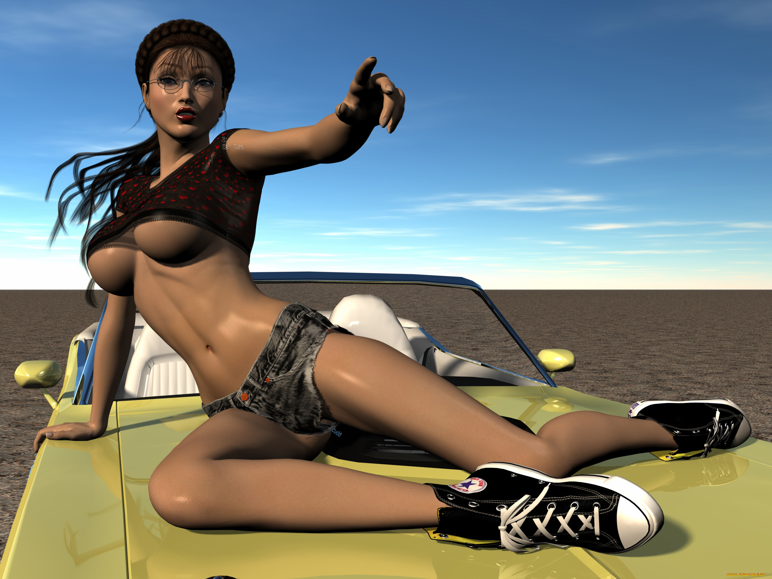 автомобили, 3d, car&girl, девушка, автомобиль