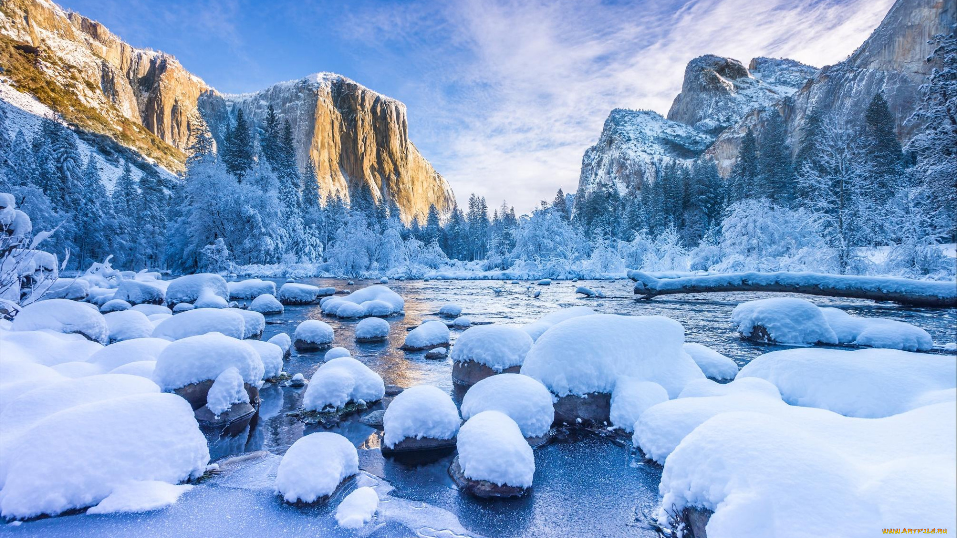 природа, зима, сша, калифорния, национальный, парк, йосемите