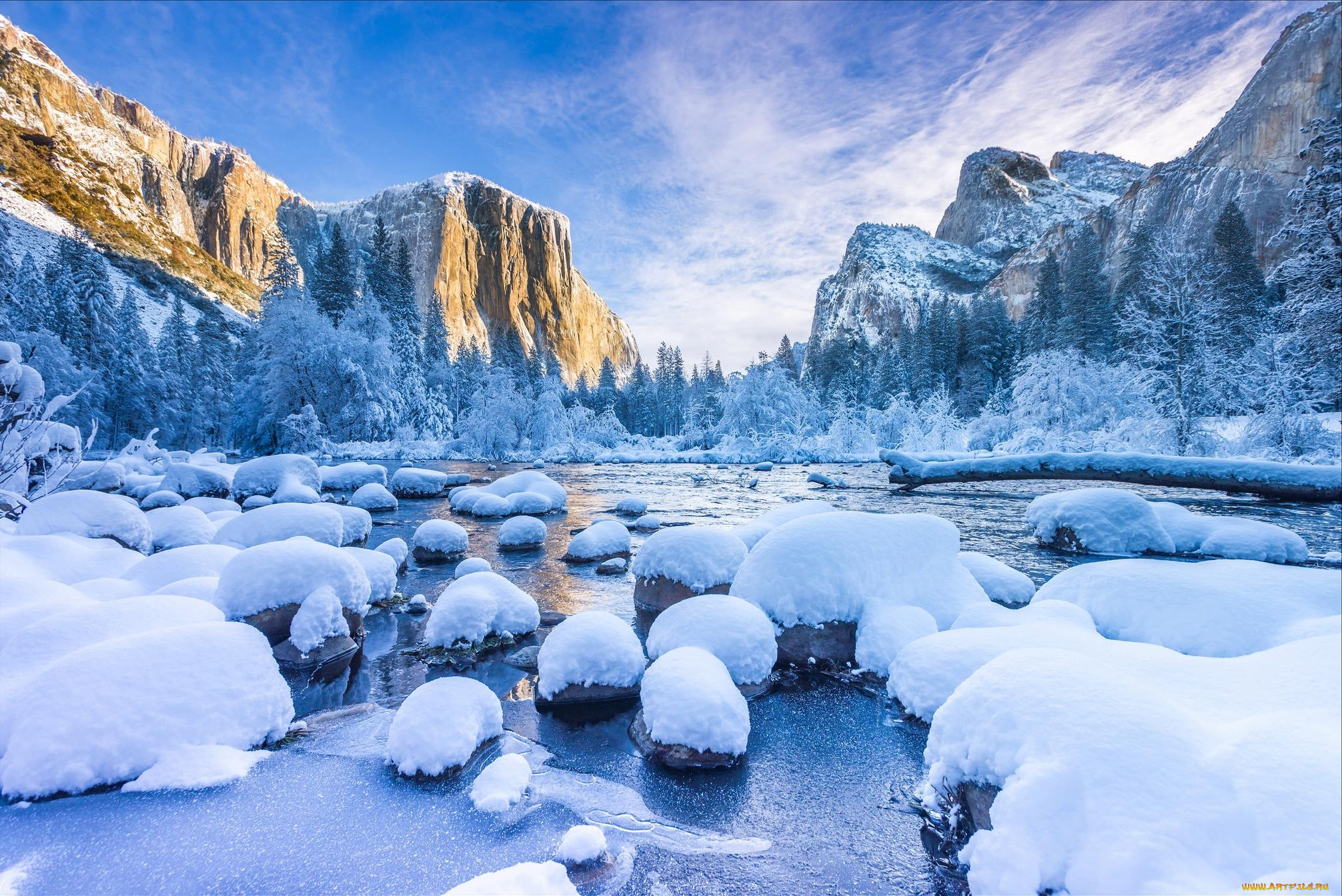 природа, зима, сша, калифорния, национальный, парк, йосемите