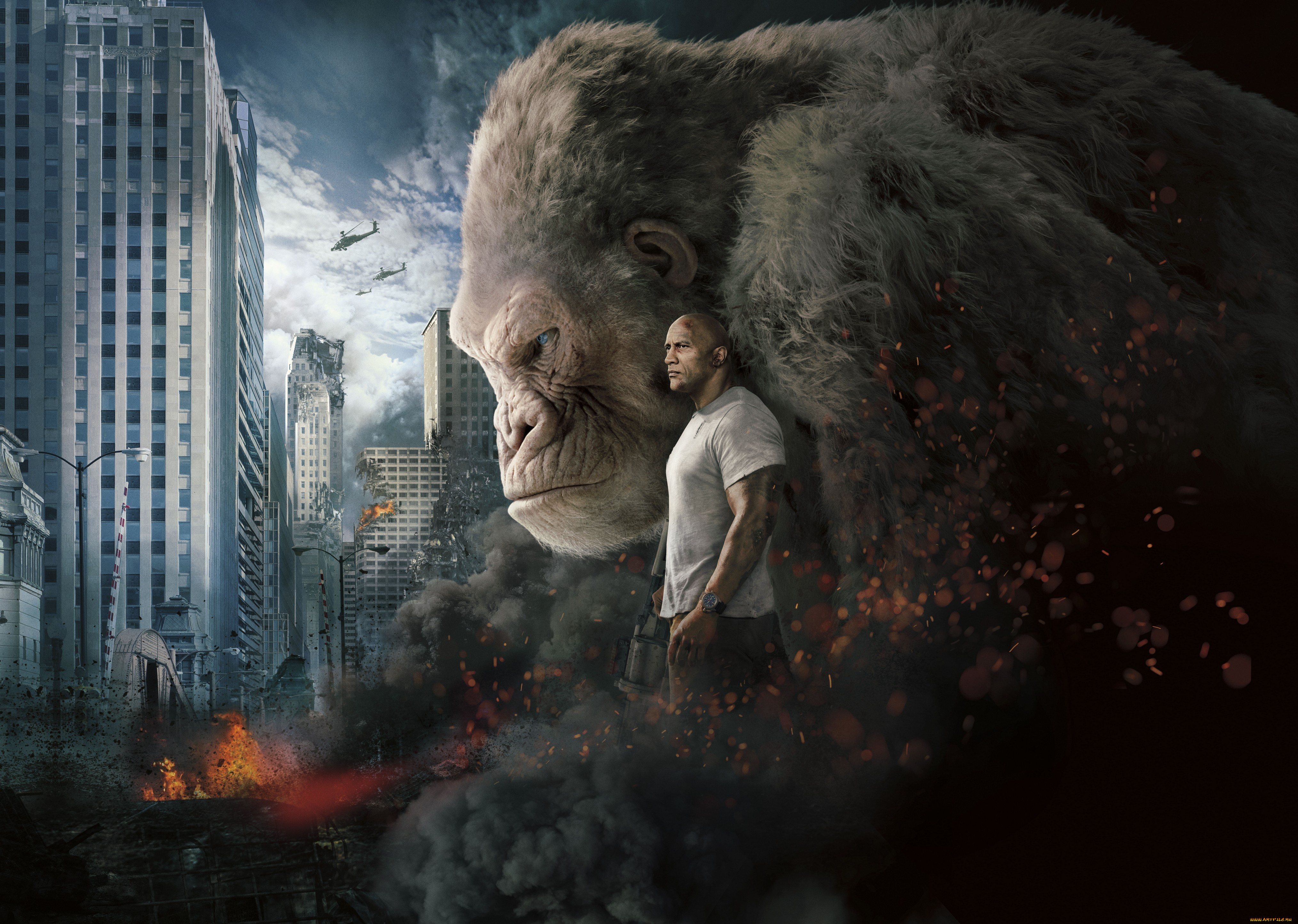 rampage, , 2018, кино, фильмы, rampage, дуэйн, джонсон, movies, фантастика, рэмпейдж, боевик, davis, okoye, poster