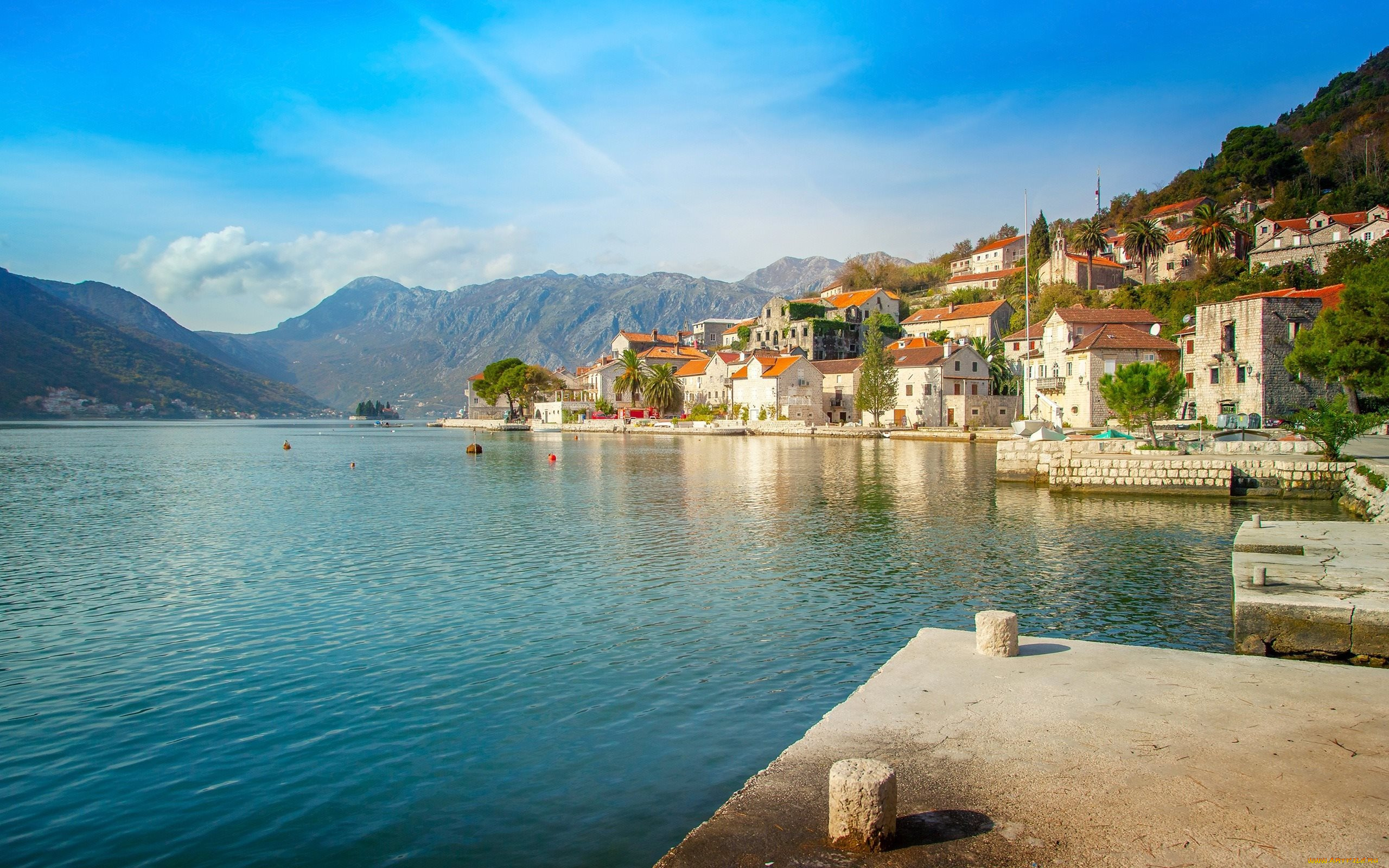 perast, montenegro, города, -, панорамы