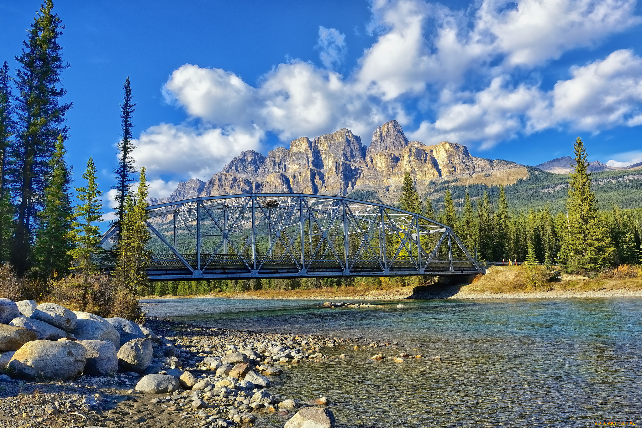 banff, national, park, alberta, canada, природа, реки, озера, castle, junction, bridge, bow, river, mountain, банф, канада