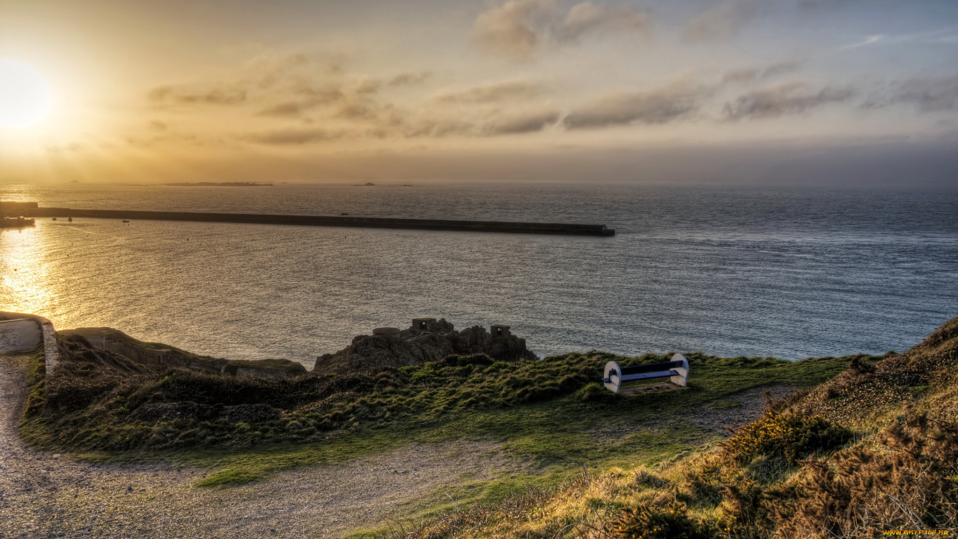 природа, побережье, alderney, clonque, fort, река, остров, великобритания