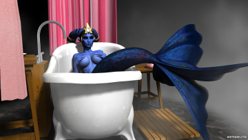Картинка 3д+графика существа+ creatures халк взгляд фон ванная русалка