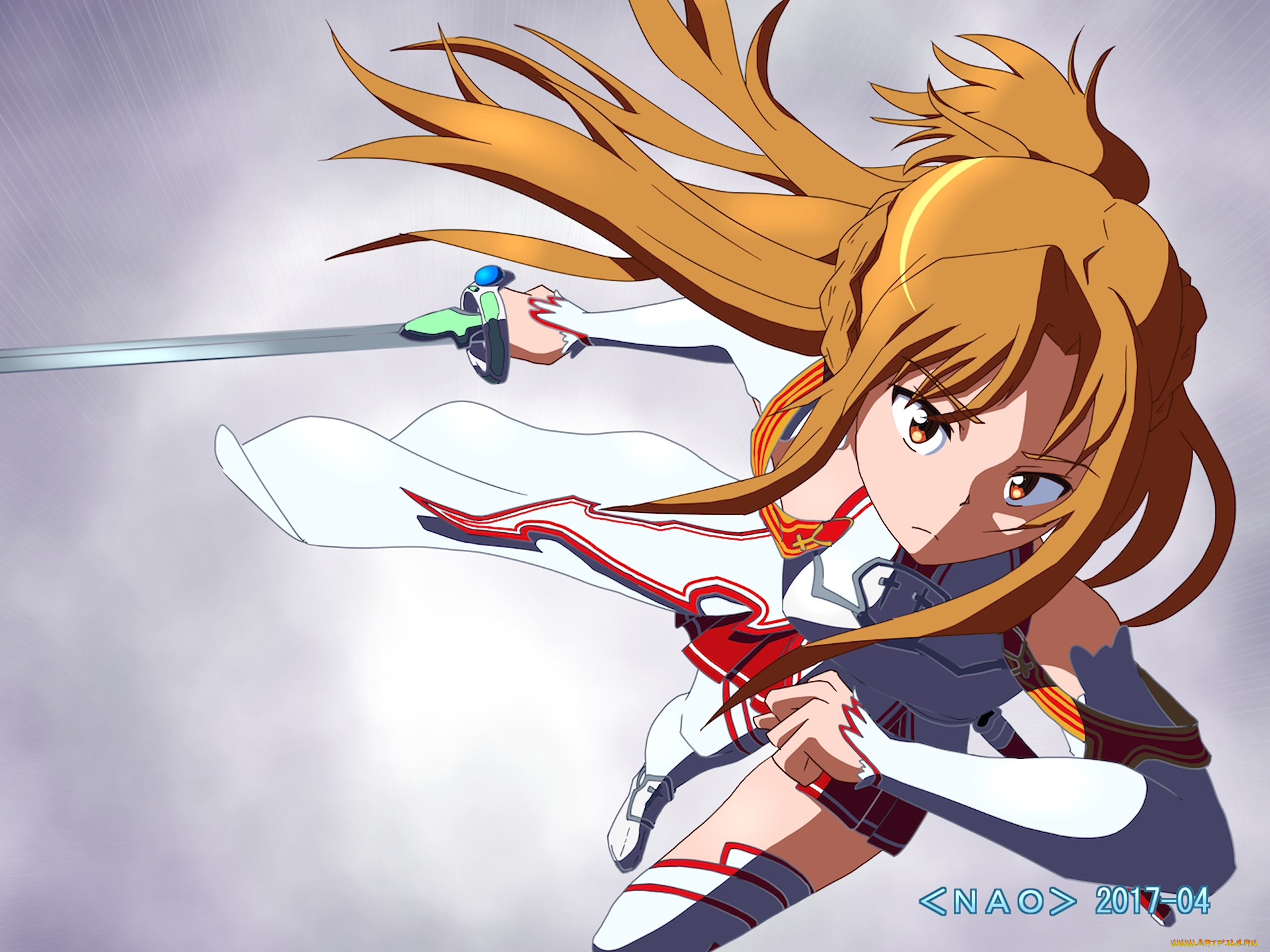 аниме, sword, art, online, взгляд, девушка, фон