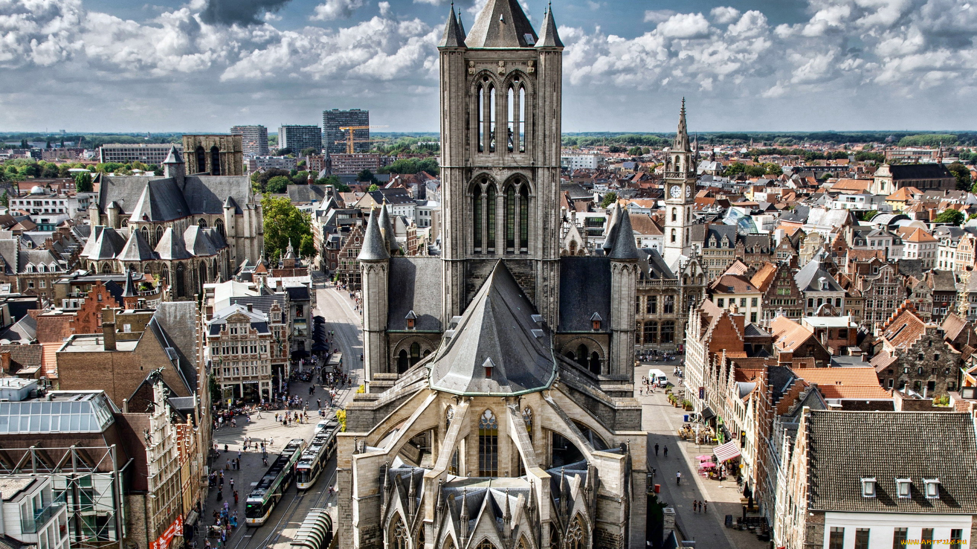 города, гент, , бельгия, saint, nicholas, church