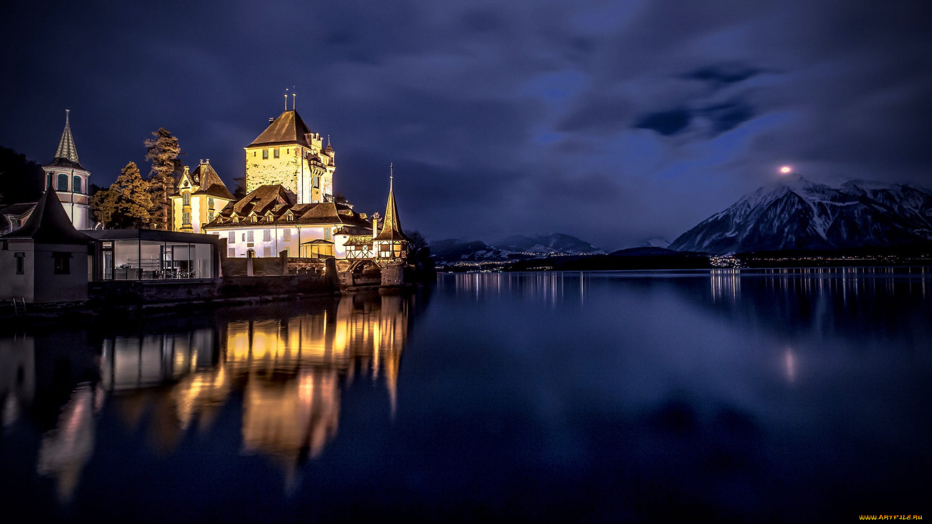 города, замок, оберхофен, , швейцария, oberhofen, castle