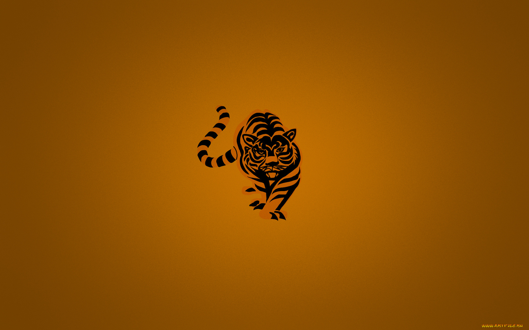 рисованные, минимализм, тигр, оранжевый, полосатый