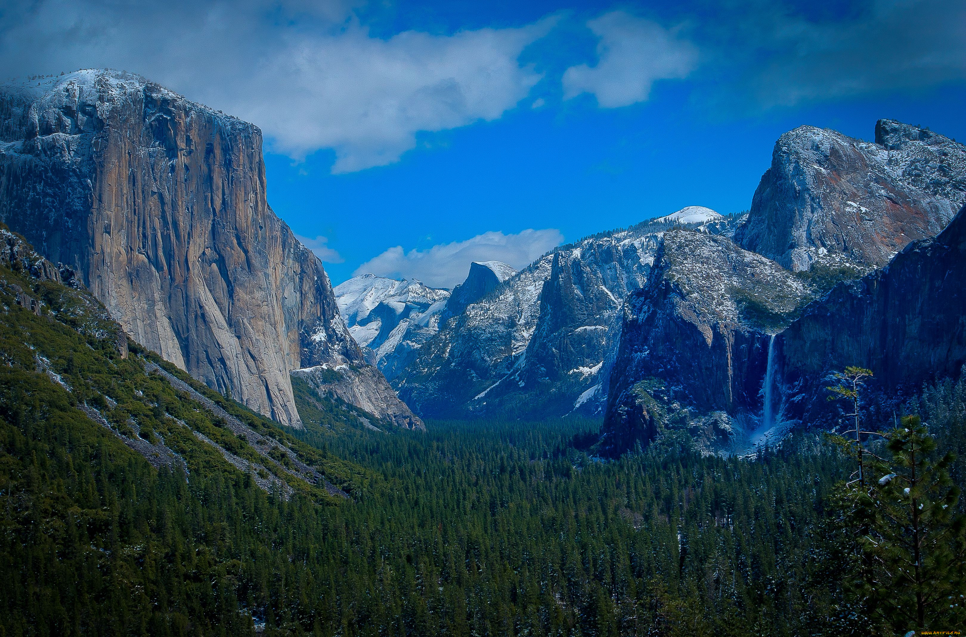 yosemite, national, park, природа, горы, лес, водопад, пейзаж