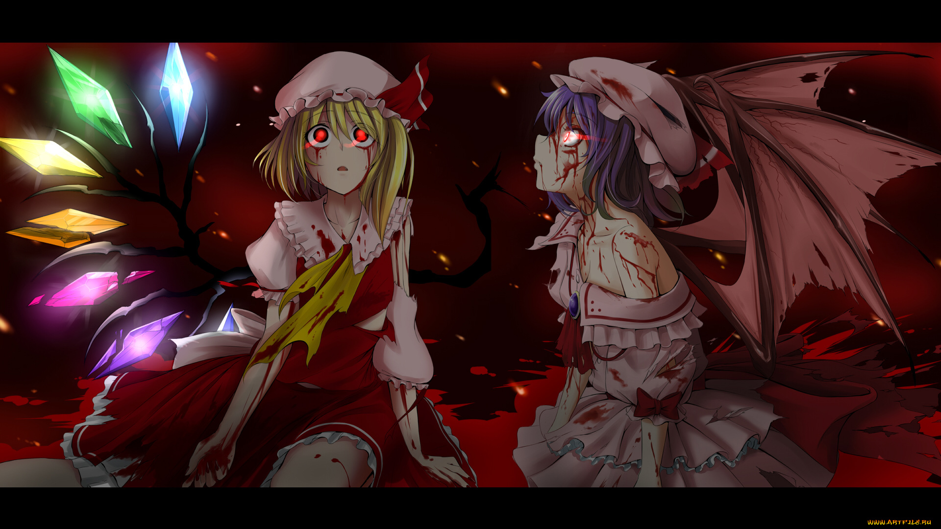 аниме, touhou, flandre, scarlet, remilia