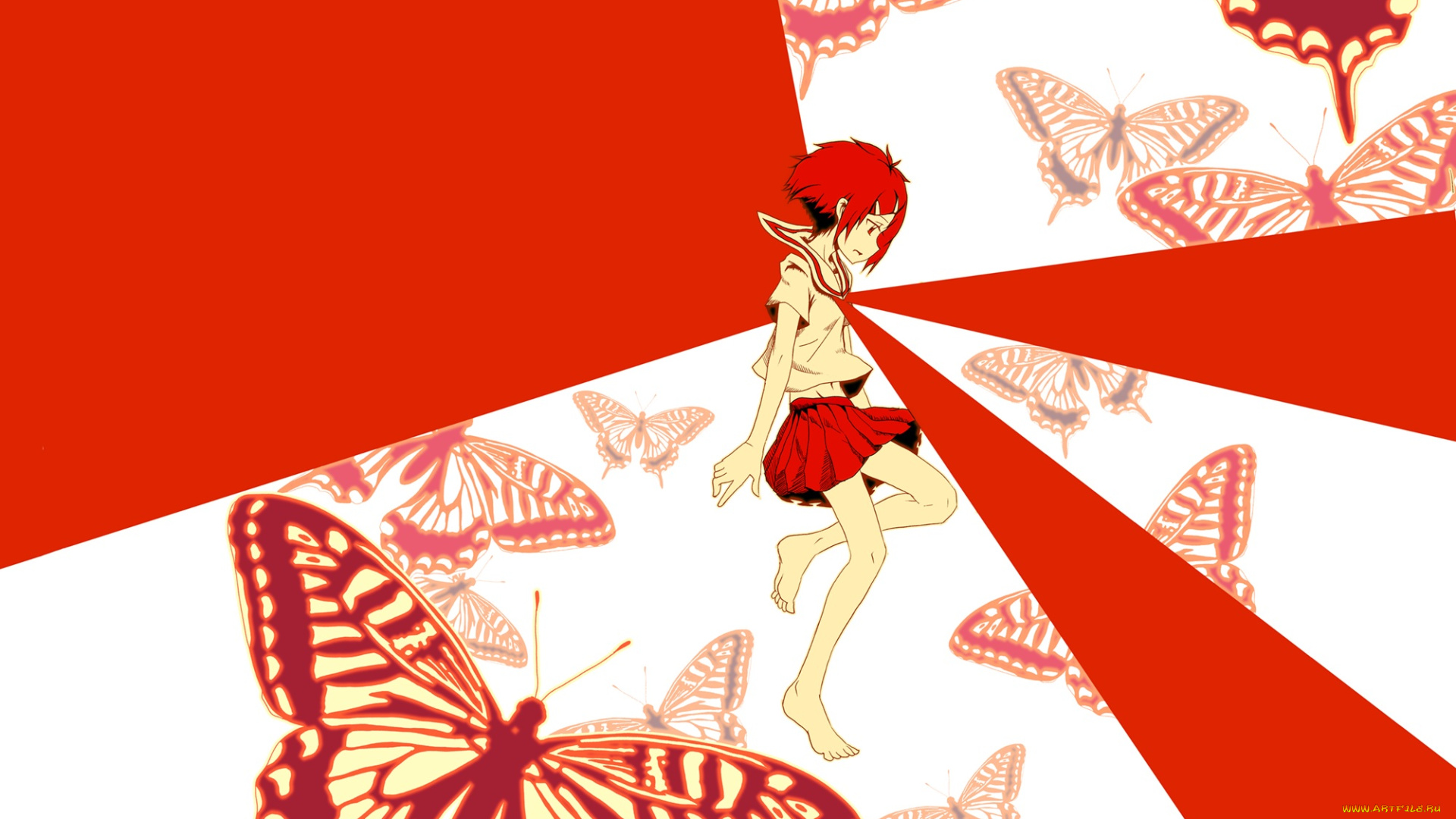 аниме, unknown, , другое, девочка, бабочки