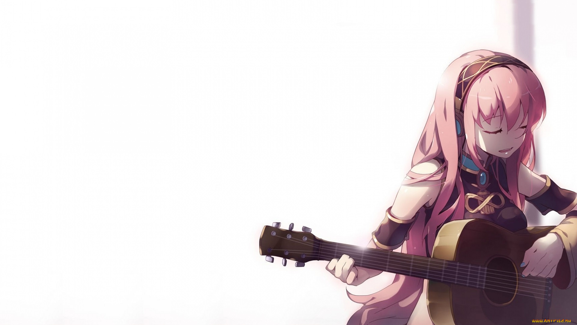 аниме, vocaloid, девушка, гитара