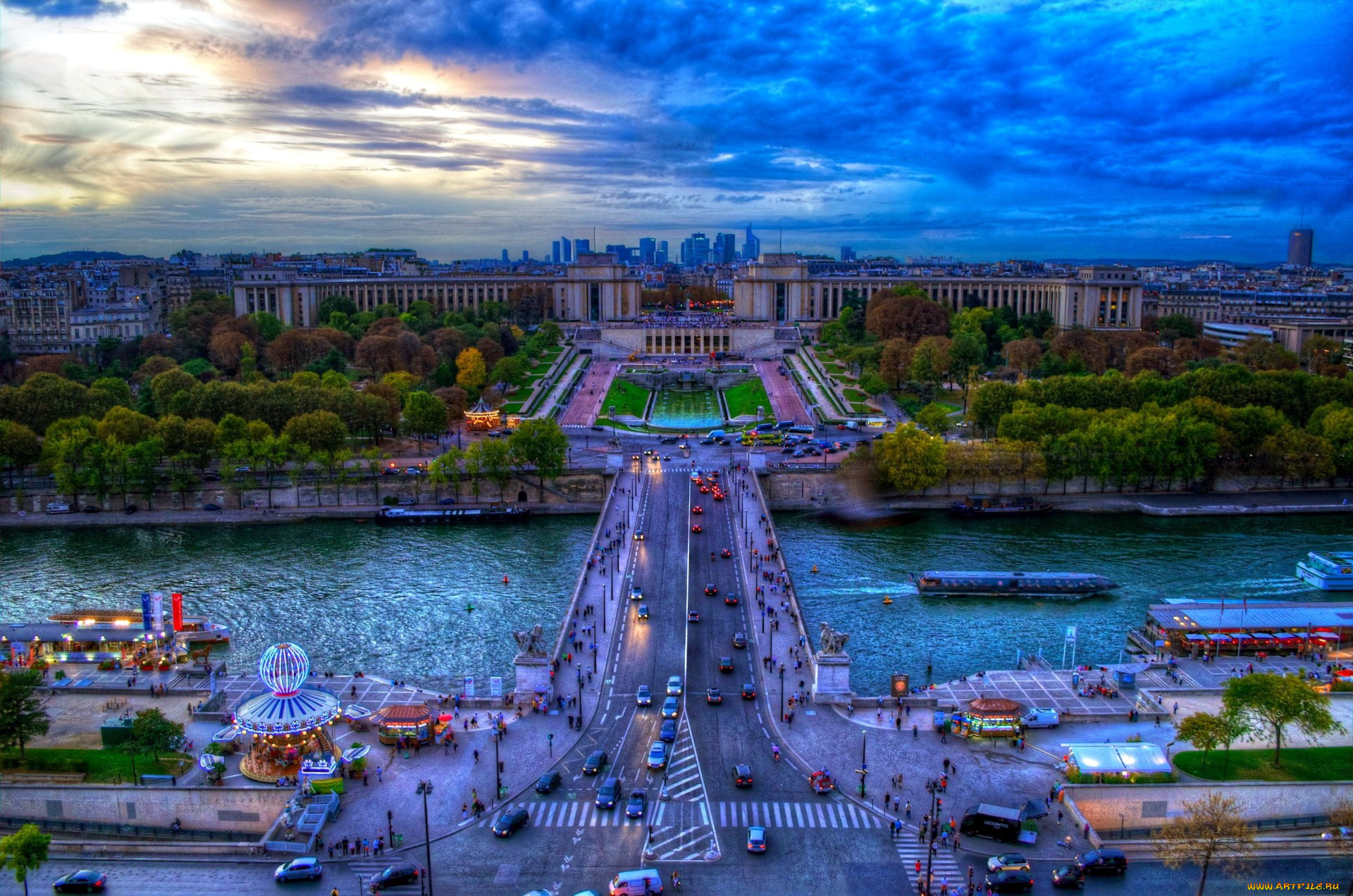 города, париж, , франция, панорама