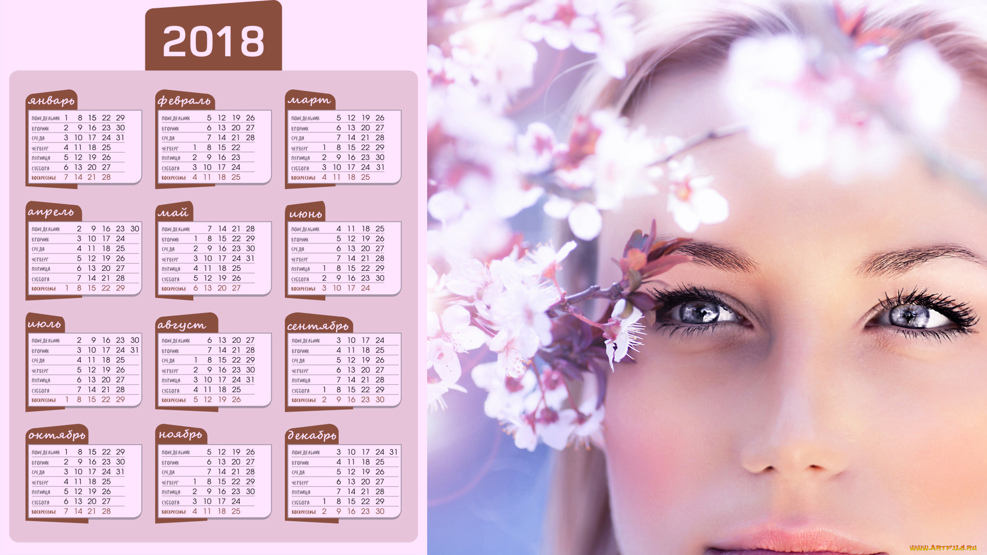 календари, девушки, девушка, взгляд, лицо, цветы