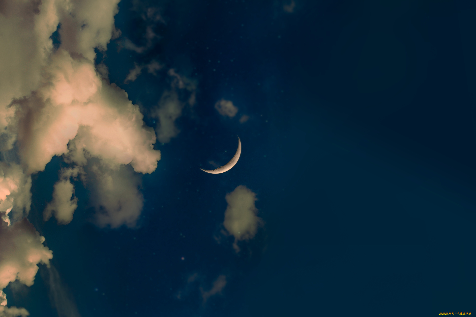 космос, луна, облака