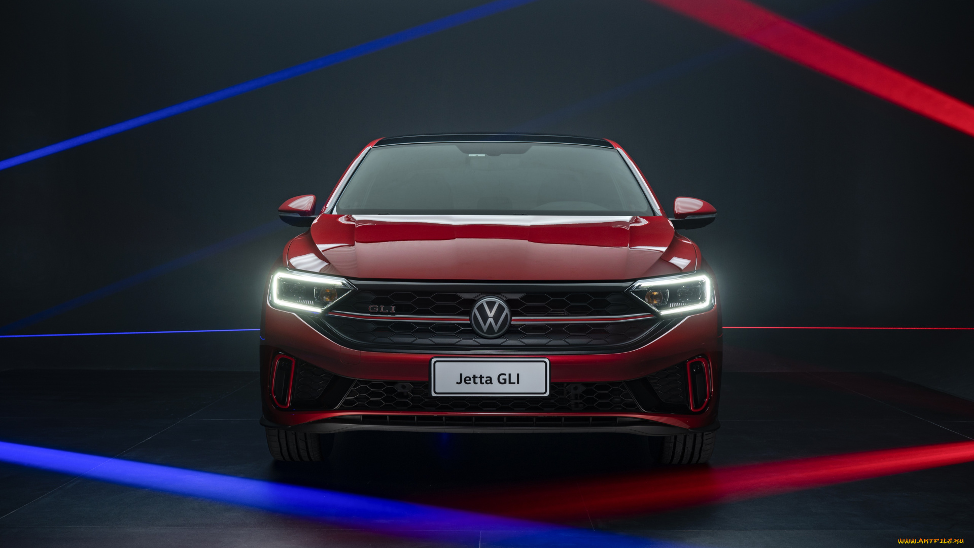 автомобили, volkswagen, jetta, gli, 2022, красный, вид, спереди