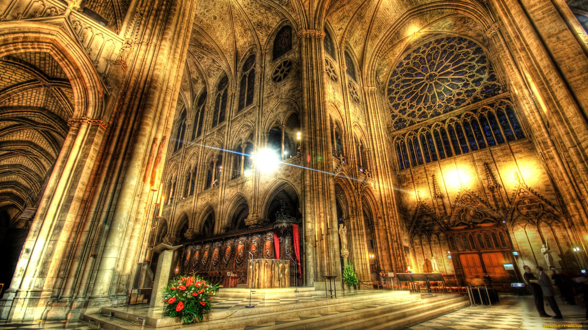 the, high, altar, and, inner, cloister, of, notre, dame, интерьер, убранство, роспись, храма