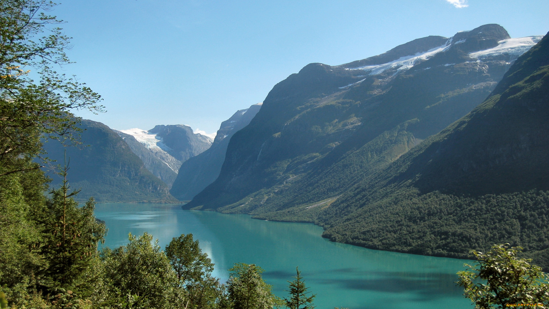 норвегия, loen, природа, реки, озера, горы, каньон, река, кусты