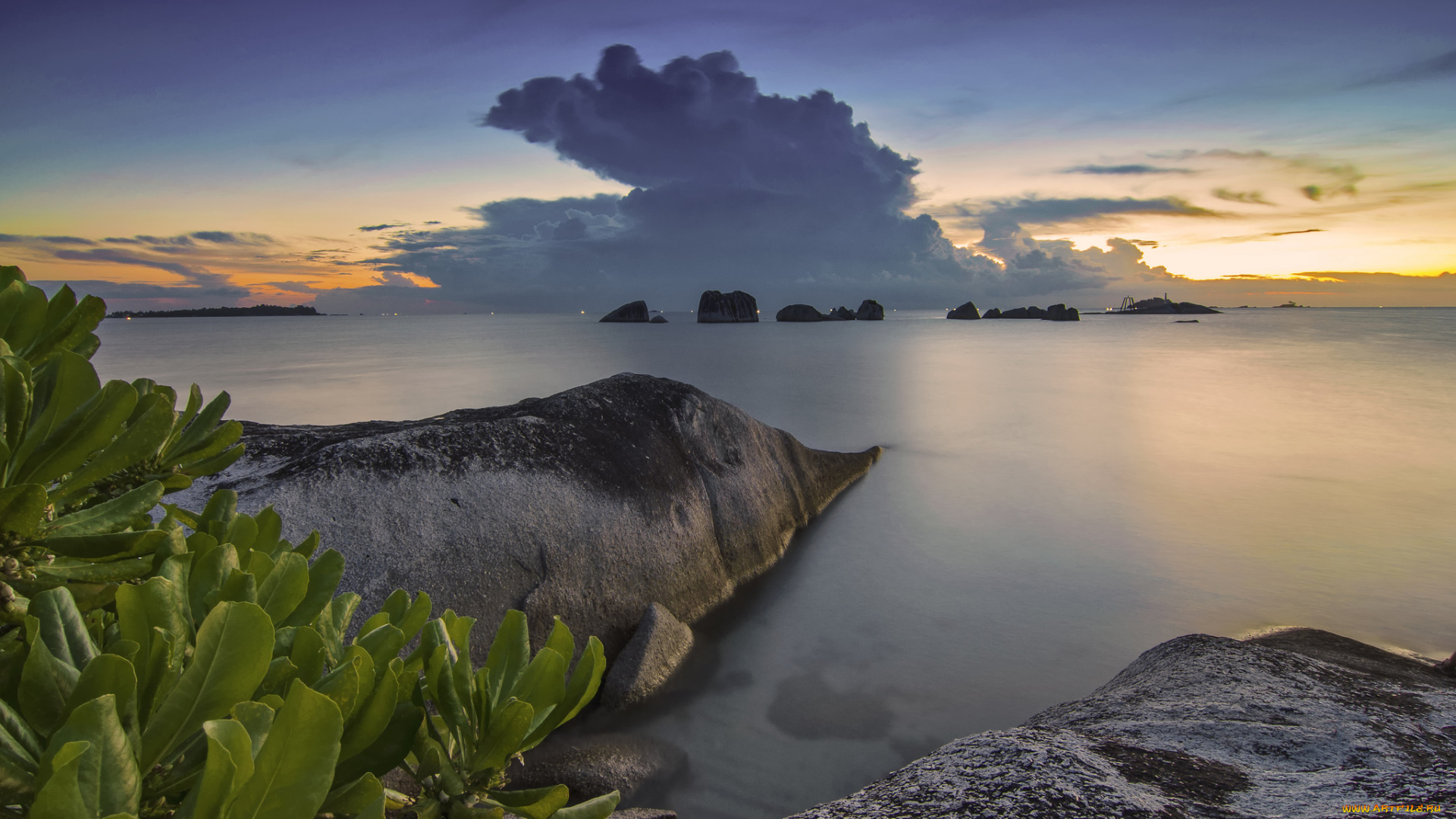 belitung, indonesia, природа, побережье, белитунг, индонезия, море, камни, скалы, закат, мангры