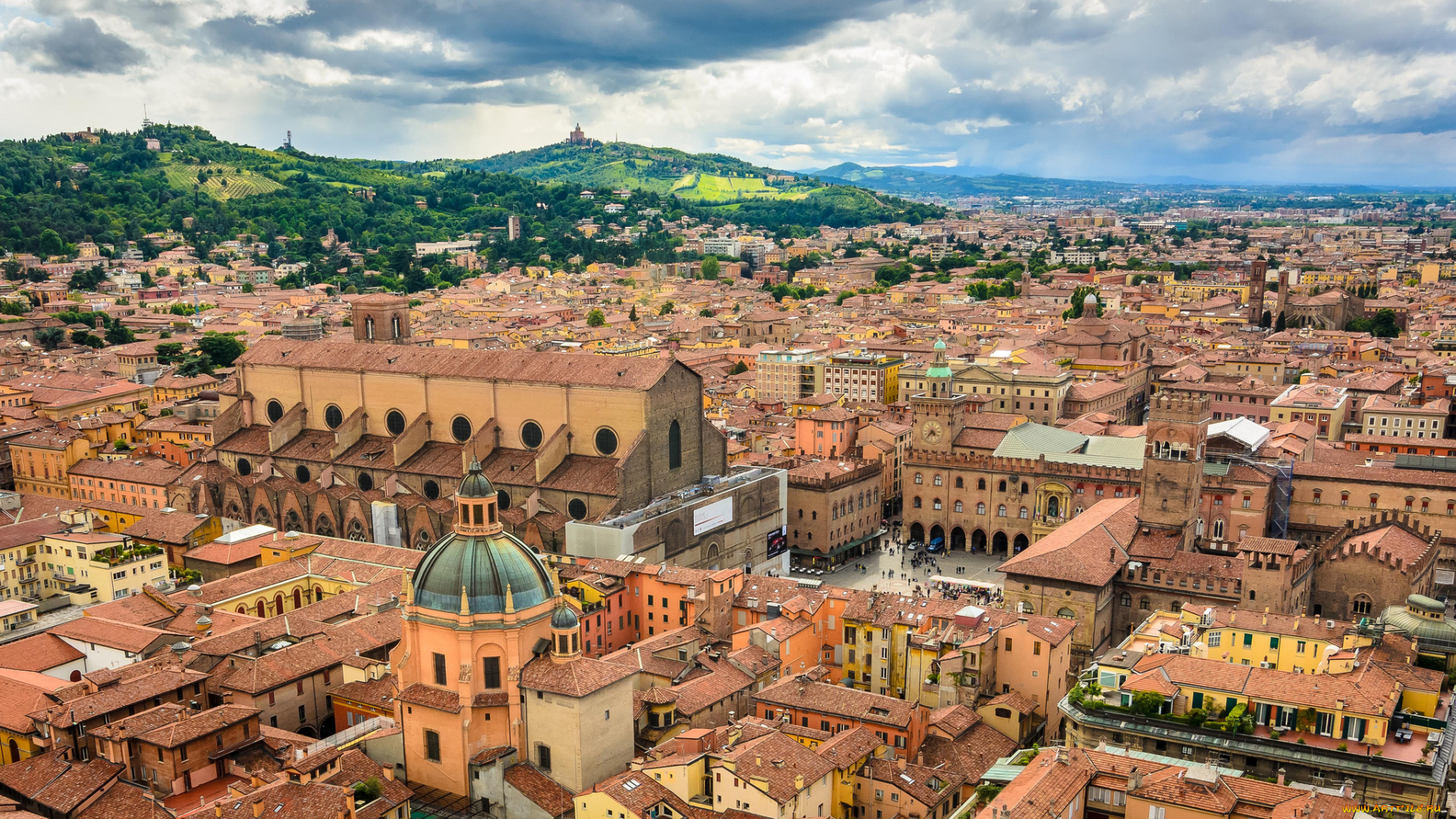 san, petronio, basilica, bologna, italy, города, панорамы, базилика, сан-петронио, болонья, италия, здания