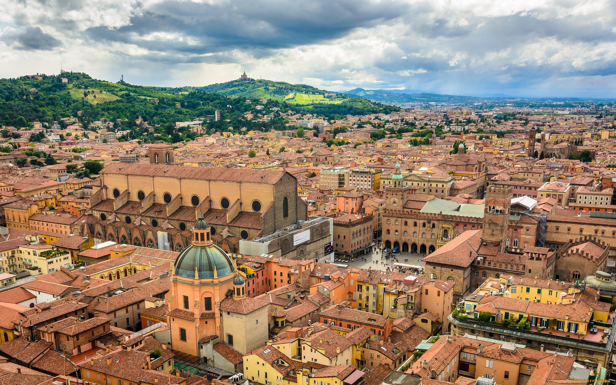 san, petronio, basilica, bologna, italy, города, панорамы, базилика, сан-петронио, болонья, италия, здания