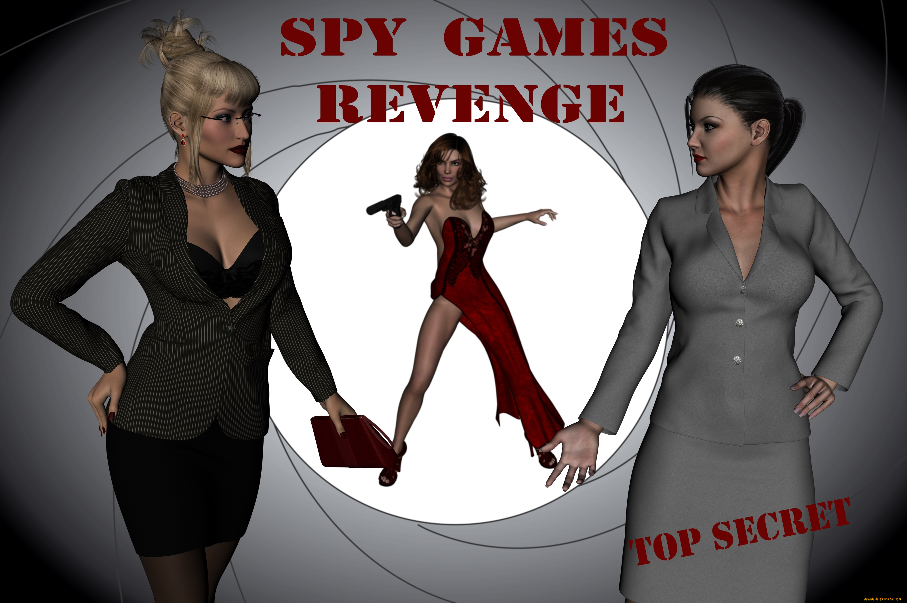 spy, games, revenge, 3д, графика, фантазия, , fantasy, девушки, взгляд, фон