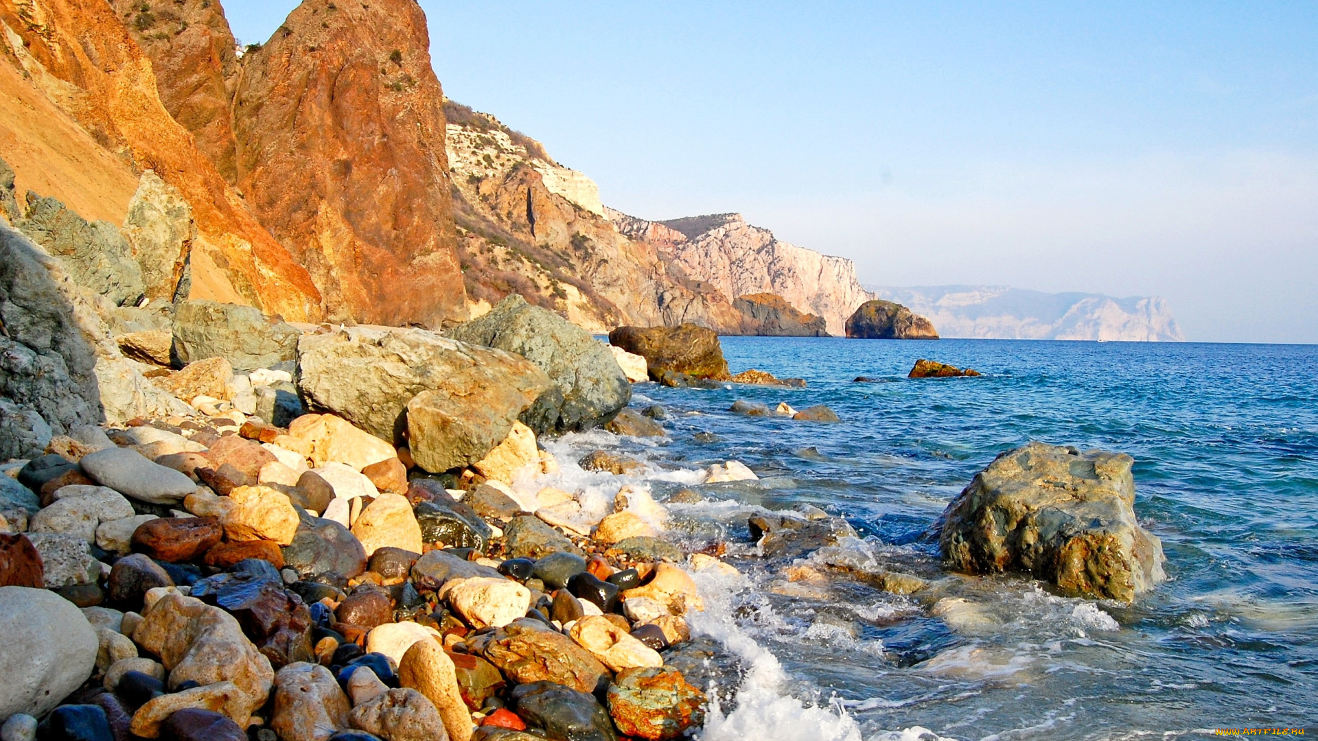 природа, побережье, море, камни
