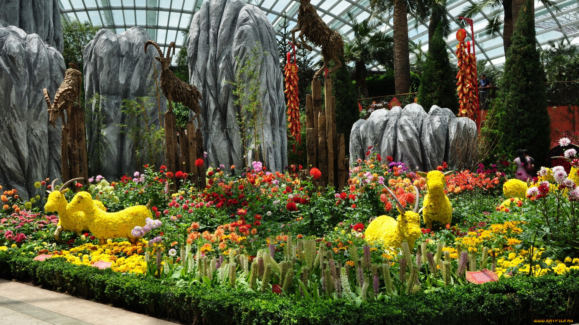 сингапур, разное, садовые, и, парковые, скульптуры, цветы, растения